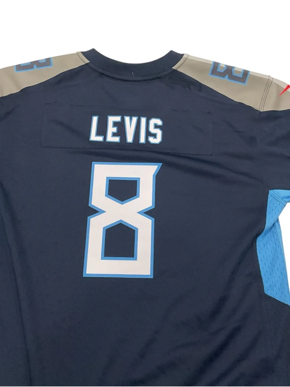 Nike Titans Navy and Light Blue #8 Football Jersey